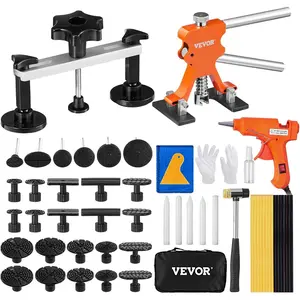 VEVOR 60 PCS Dent Removal Kit, Paintless Dent Repair Kit with Golden Lifter, Bridge Puller, Car Dent Puller with Puller Tabs, Hot Glue Gun for Auto Body Dents, Hail Damage, Door Ding