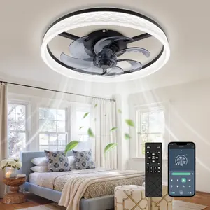 DEMILARE Ceiling Fan with Light, Smart Ceiling Fan Light with Remote and App Control, LED Dimmable Flush Mount Fan, Modern Acrylic Ceiling Fan Light Fixture, 6 Speed Reversible Quiet Low Profile Ceiling Fan for Bedroom Living Room Kitchen, SummerVibes