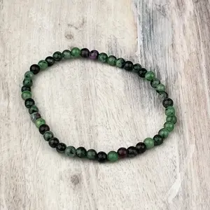 Ruby Zoisite Gemstone Bracelet - 4mm Beads - Elastic Stretch - Stone of Gratitude for Happiness, Abundance & Vitality Intention Bead Bracelet Crystal Bracelet Natural Bracelet for Women