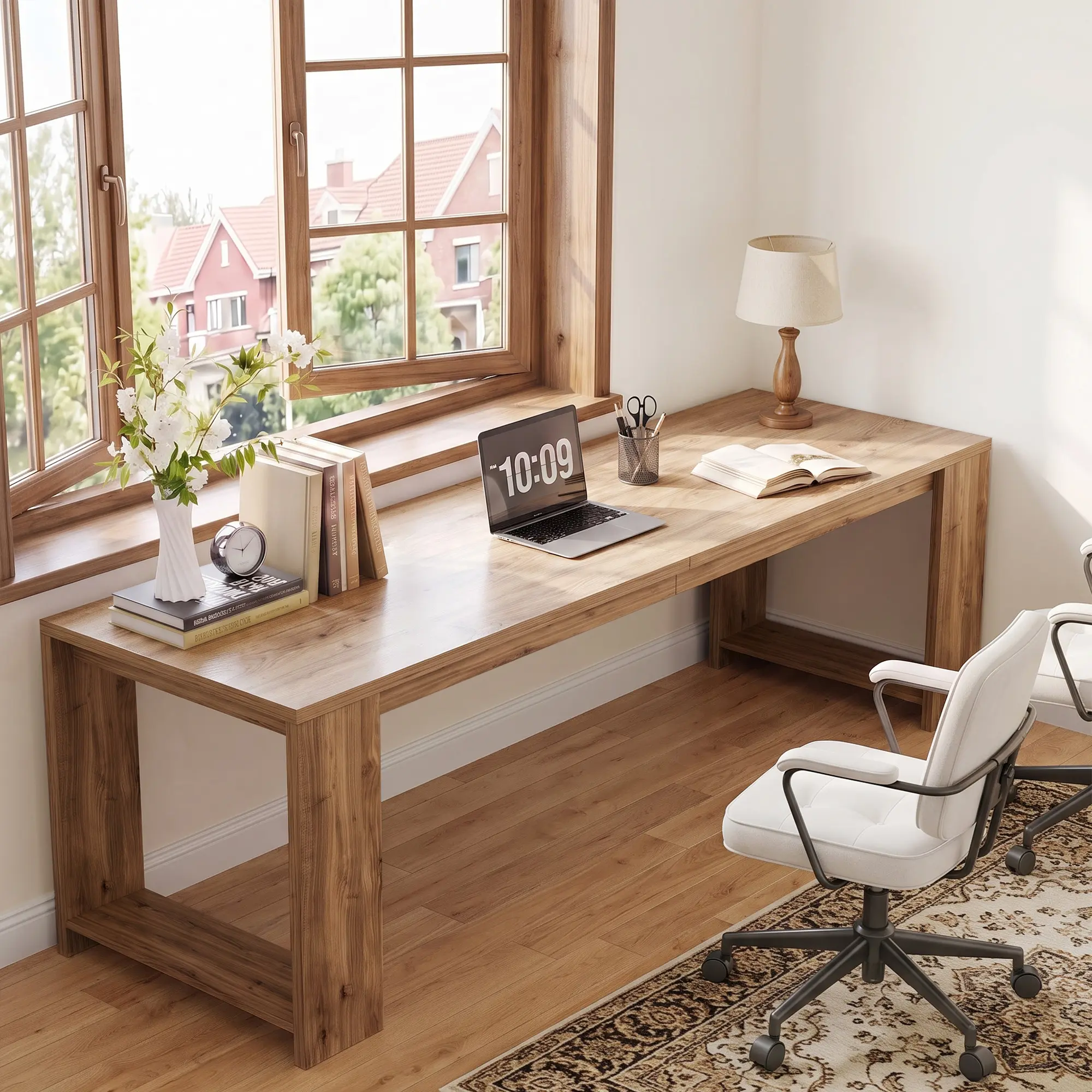 78.7" Extra Long 2 Person Computer Desk, Large Double Workstation Office Desk with Reinforced Support and Adjustable Feet for Home Office