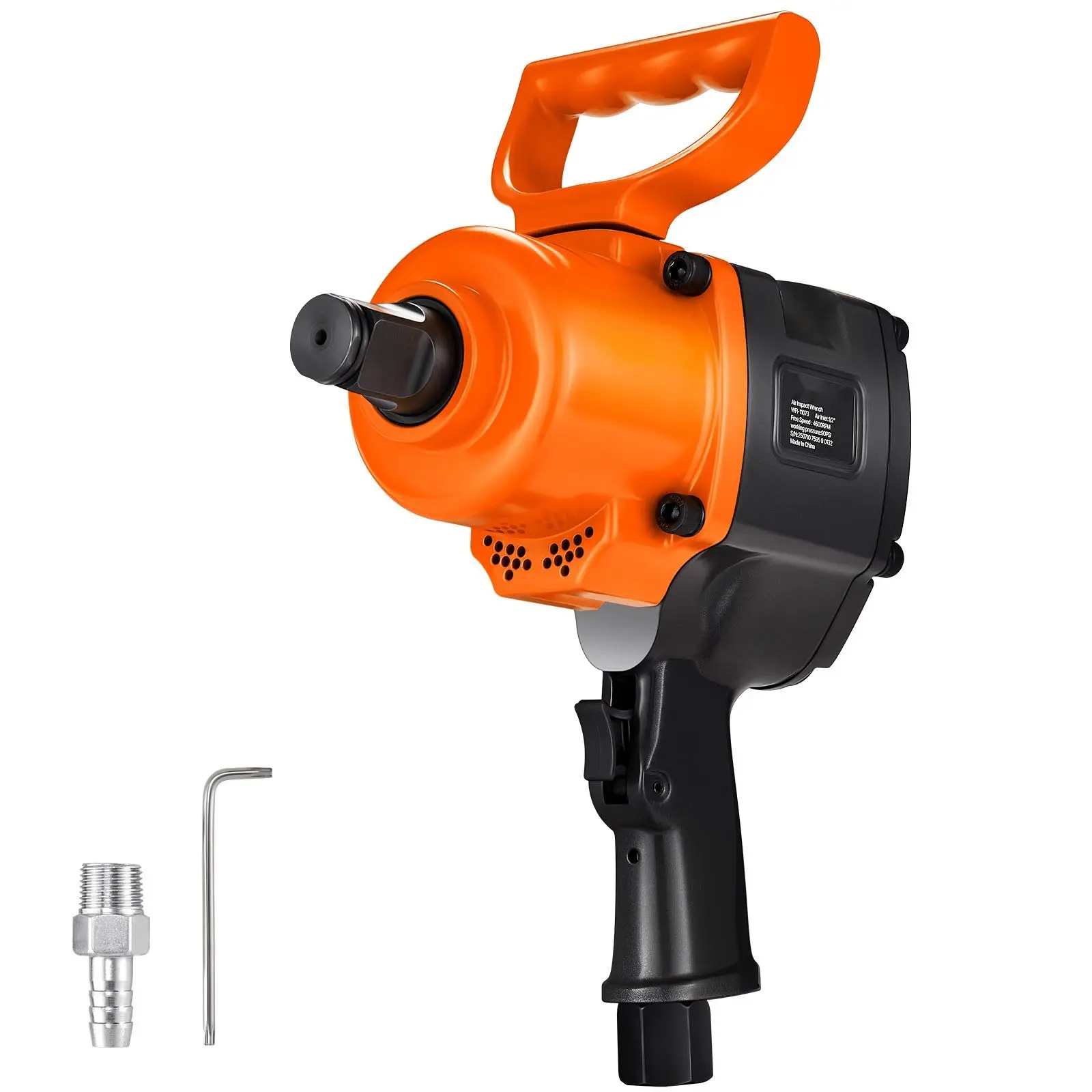 1-Inch Air Impact Wrench With Twin Hammer Mechanism, High-Torque Pneumatic Power Tool For Automotive And Workshop Use, Heavy-Duty Industrial Grade Construction, Up To 1200 Ft-Lbs Torque