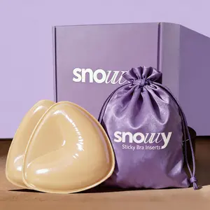 Snouuy Double Sided Sticky Push Up Bra Inserts, sticky pad push ups, Instantly increase 2 cup sizes, Self Adhesive Triangular Breast Pads Suitable for Dresses, Bikinis, and Formal Attire, Drawstring Fit Purple Yellow sticky inserts, sticky bra push