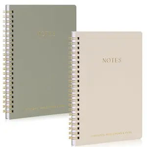 Aesthetic Spiral Notebook Set of 2 For Women and Men - Cute Ruled 8x6 Journal/Notebook with Pockets And Lined Pages - Perfect A5 Supplies to Stay Organized at Work or School