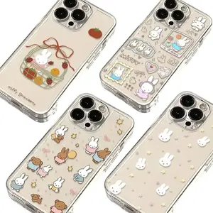 Kawaii Miffy Rabbit Phone Case Transparent for iPhone X, 11, 12, 13, 14, 15 & more – SS Galaxy S21 to S25 Ultra, Plus with Suction