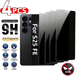 4Pcs Privacy Screen Protectors For Samsung Galaxy A56 A17 A37 A57 S25 FE S24 FE A12 A13 A14 A15 A16 A21 A21s A24 A25 A26 A32 5G A34 A35 A36 A53 A54 A55 A71 Privacy Tempered Glass 9H Anti-fingerprint