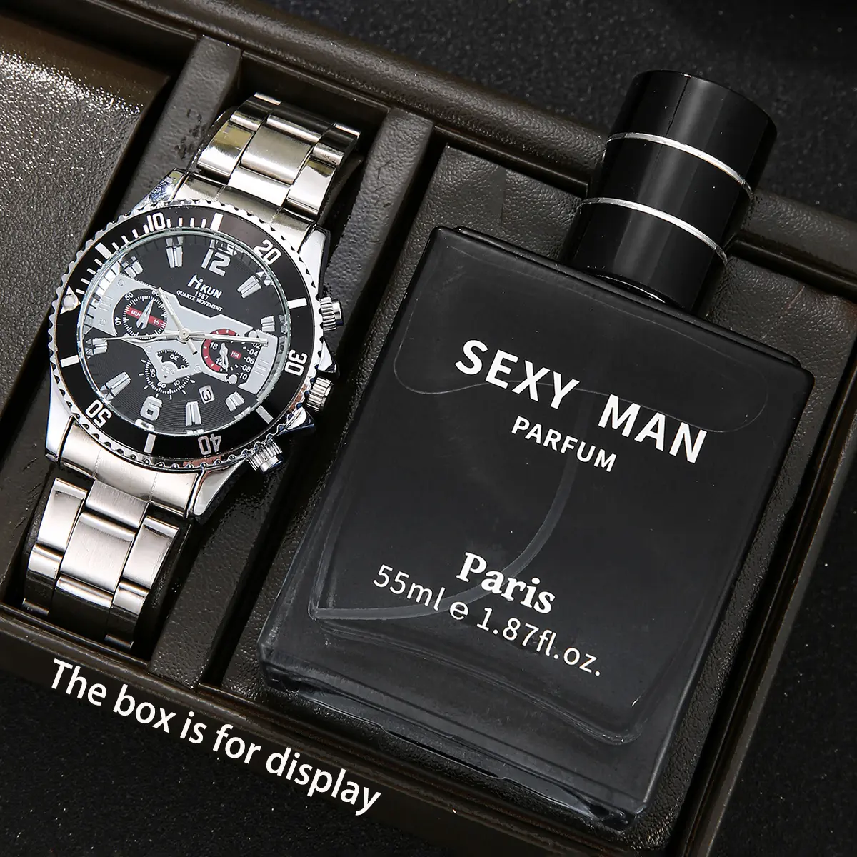 2PCS Men's Charming Perfume + Men's Multifunctional Vintage Watch Gift Box Set, perfect for adding romance on dates, showcasing personal charm at social gatherings, and always exuding a polished aesthetic. The ultimate gift for him!