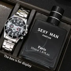 2PCS Men's Charming Perfume + Men's Multifunctional Vintage Watch Gift Box Set, perfect for adding romance on dates, showcasing personal charm at social gatherings, and always exuding a polished aesthetic. The ultimate gift for him!