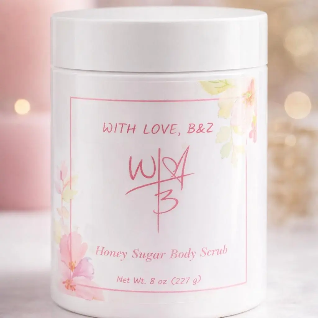 Honey Sugar Body Scrub - Natural Exfoliator for Dry Skin, Hydrating Bath & Body Care Product for Women