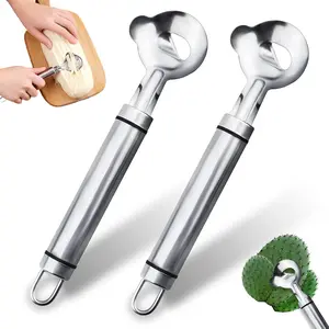2 PCS Cactus Peeler Tool Set, Cactus Peeler Spoon with Long Handle Hole Knife, Practical Kitchen Gadget Accessories