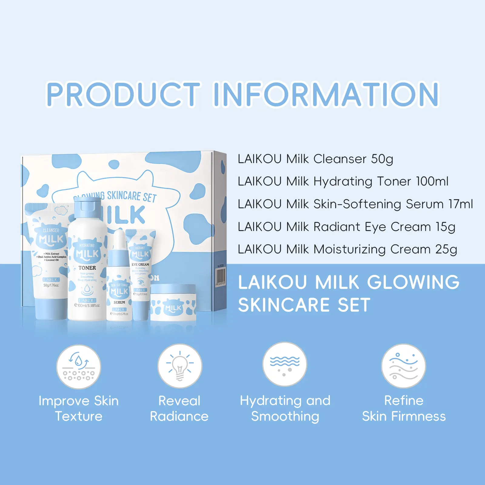 LAIKOU Milk Skincare Gift - Hydrating & Nourishing With Milk