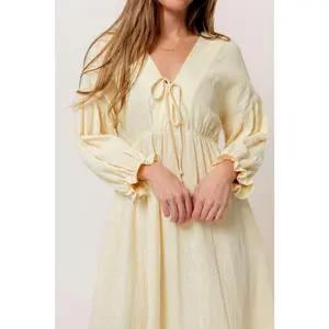 Hunter 100% Cotton Midi Dress in Custard Foliage - Bump Friendly