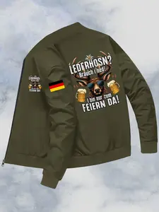 Men's Germany Flag Pattern Jacket, Zipper Baseball Coat, Polyester, Casual & Formal Wear, Durable Fabric, Comfort Fit