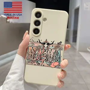 Western MAMA Pattern Straight Edge Phone Case Compatible with Galaxy S23 Ultra S24 Plus S25 S22+ Shockproof Drop Protection Rugged Durable Liquid Silicone Cover Cellphone Protective