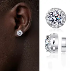 UURiel 1 Carat Four-Claw Magnetic  Earrings, Fashionable  Light Luxury, Unisex, Punch-Free Earrings, Couples Gift Magneticearrings Hijabs Women For Muslim