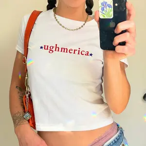 PULSE Ughmerica Baby Tee, America 250 Years Graphic T-Shirt, Funny 4th of July Y2K Fitted Top, 250th Anniversary Shirt