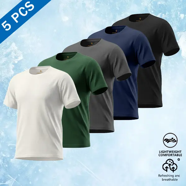 Men’s Summer 5-Pack Lightweight, Breathable Crew Neck T-Shirts – Comfortable fit, lightweight and breathable—perfect for workouts, work, and weekend outfits