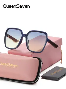 Queenseven Unisex Casual Full Frame Sunglasses, Uv400 Protection, Square Shape, All Seasons, PC Material, Plain Pattern