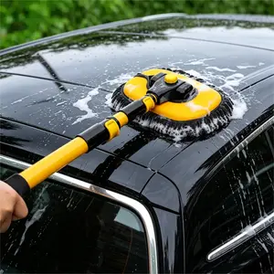 43'' Long Handle Car Wash Mop, 15° Ergonomic Curved Retractable Rod, Replaceable Chenille Microfiber Brush Head, Scratch-Free Car Cleaning Tool Perfect For Cars, SUV & Household Use. Gentle Car Care, Ideal Labor Day Gift！