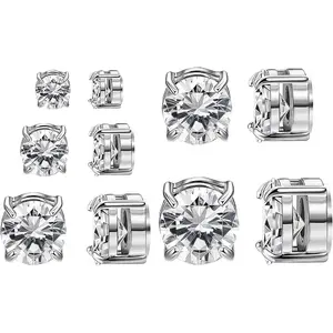 5 Pairs Magnetic Stud Earrings for Men Clip on Earring Magnetic Eariing Inlaid Unisex Non Magnet Studs 4 to 8MM Earrings for Women Men