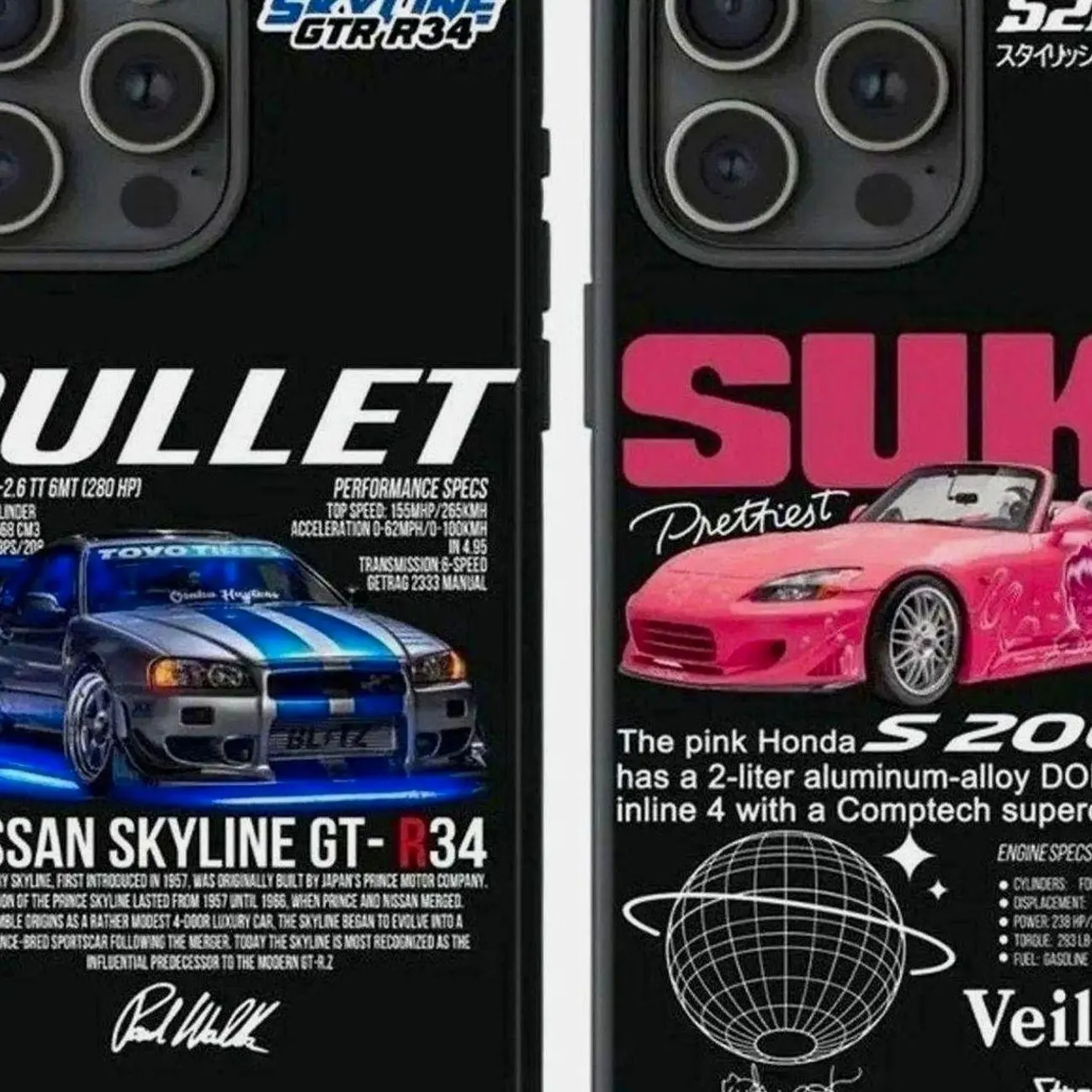 Bullet Suki Phone Case, Couple Phone Case Gift for Car Lover, Couple Gift, Dual Layer Shock Absorbent Protective Cover For iPhone 17 16 15 14 13 12 11 Pro Max