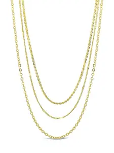 Sterling Forever Three Chainz Necklace - 14K Gold Plated Triple Layered Necklace for Women - Chic and Versatile Multi-Strand Necklace with Extender.