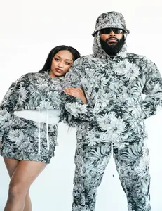 Unisex Bouquet Inspired Jacquard Parka Hoodie