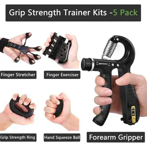 TikTok Viral 5 Pack Kit Hand Trainer 11-132LBS Complete Set With Case Finger Exerciser For Rock Climbing