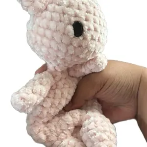 Handmade Baby Cat Snuggler Crochet Soft Unstuffed Plushies Pink Cozy Comfort Toy for Babies