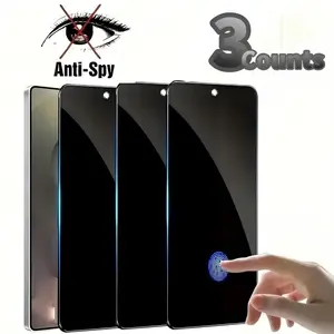 3-Pack Galaxy S Series Cellphone Privacy Screen Protectors, Protective Tempered Glass 9h Scratch-Resistant, Bubble-Free Installation, Fingerprint Unlock Support
