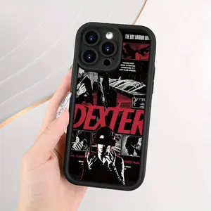 Dark Shadow Style - Dexter Puzzle Design | Shockproof & Anti-Slip Matte Case with UV Print for iPhone 17 Air 16/15/14/13/12/11/XS/X/7/8/Plus/Pro/Max | Soft Cover, Low-Key Luxury, Halloween Event Protection Protective
