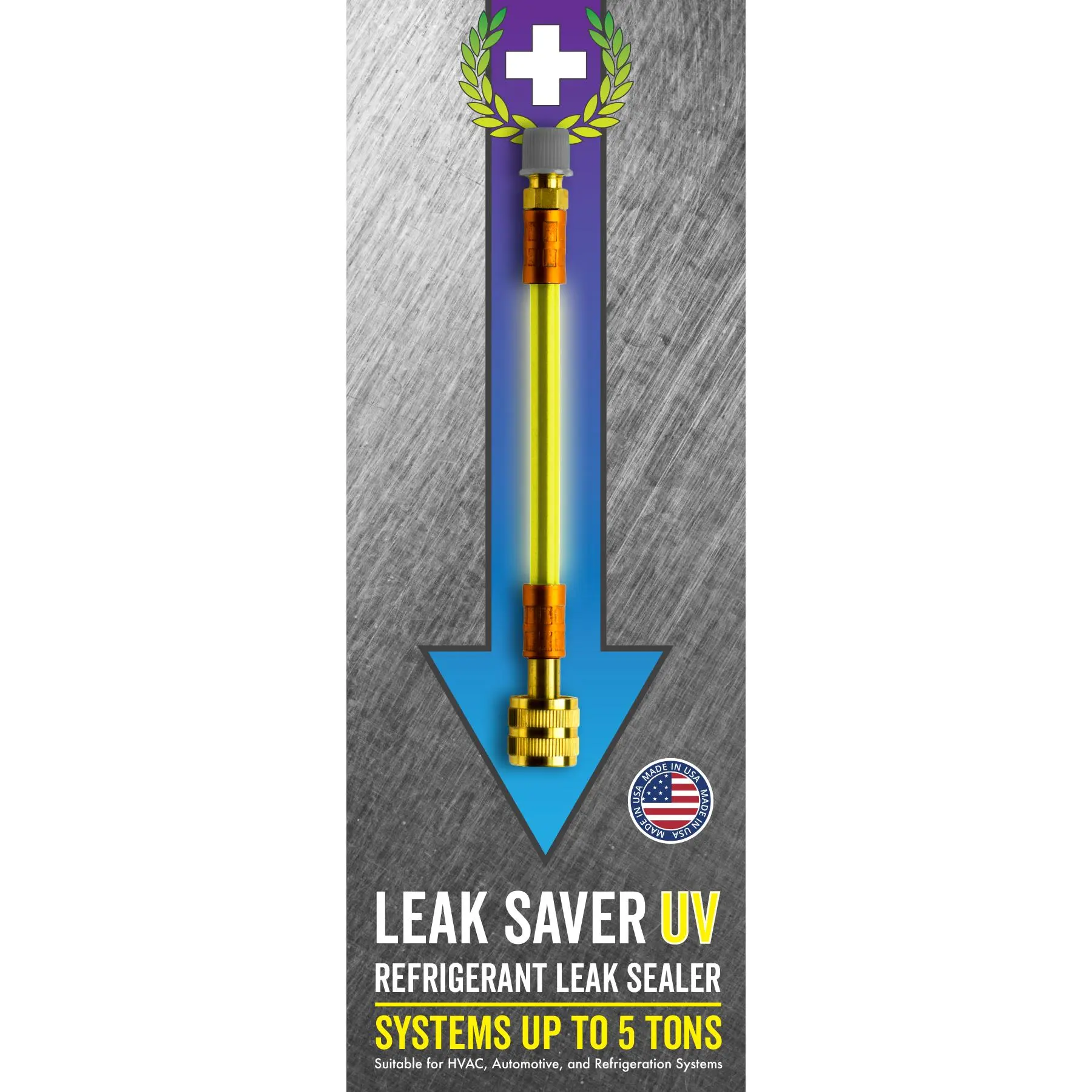 Leak Saver Direct Inject UV - Refrigerant Leak Sealer with Added UV Dye to Detect Large Leaks - for AC, Refrigeration, and Automotive Systems Up to 5 Tons - Compatible with All Refrigerants