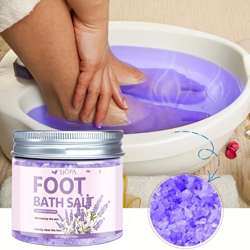 Sea salt foot soak, natural lavender aroma - hypoallergenic, ideal for dry or cracked feet, perfect for post-workout relaxation and long-term use