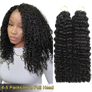 New 2026 Ramiss Crochet Human Hair for Mircale Knots Boho Braids Knotless Water Wave Feather Crochet Human Hair 4-5 Packs for Full Head Pre-Separated 50g/Pack Time-Saving, 40 Strands/Pack Flat lightweight Glueless Protective Styles