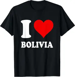 100%cotton Red Heart I Love Bolivia T-Shirt
