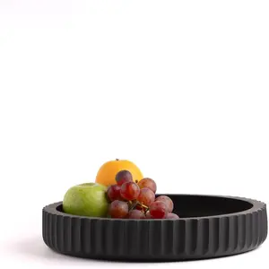 Mango  fruit bowl, 12" wide X 2" high Large Fruit bowl for kitchen counter |Black Wooden bowl for entryway table or dining table centerpiece decor | Also use as keybowl or for candy (Black)
