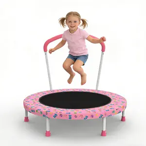 36inch Mini Trampoline for Kids Ages 1-6 Indoor Outdoor Trampoline with Handle Fun for Kids, Pink