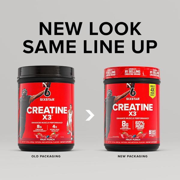 Six Star Creatine X3 Monohydrate Powder – Fruit Punch Flavor, 30 Servings, Creatine HCl & Monohydrate Blend for Muscle Building, Strength & Post-Workout Recovery for Men & Women