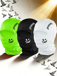 3pcs/2pcs/1pc Unisex Smiling Face and Letter Balaclava Mask Neck Gaiter Headwear Breathable Mask for Men Women Outdoor Sports Hiking Fishing Commuting Suitable for Daily Wear