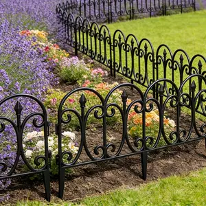 6PCS Decorative Garden Fence Border Panels, Plastic Garden Edging Fence for Flower Beds & Courtyard Landscaping, Outdoor Animal Barrier Fence Panels for Lawn Patio Yard Pathway Garden Décor, 23.62in x 12.99in