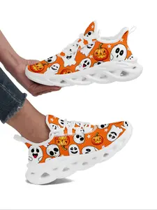 Women's Fashionable Halloween Themed Lace Up Front Sneakers, Casual Comfortable Breathable Lightweight Running Shoes, Male and Female All-match Round Toe Sports Shoes, Breathable Material, Lightweight Build, Eva Sole, Festive Theme