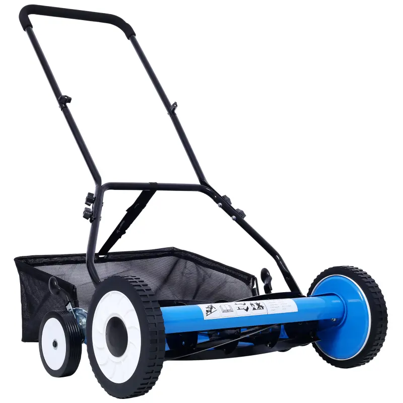 16"&20" Push Reel Lawn Mower, 5-Blade Manual Push Lawn Mower with Grass Catcher and Adjustable Cutting Height, No-Motor Grass Cutter Machine for Small Yards & Gardens
