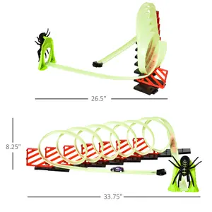 Spooky Spider Glowing Race Track Toy Set, Criss Cross Track Builder Loop Kit with Mystery Scoop Fun Starter Kit, ps, pp, 33.75" l x 26.5" w x 8.25" h, 3a0-011, ASTM F963, Kids' Halloween Gift (Early Education Baby Toy)