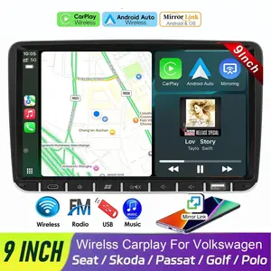 Volkswagen Dedicated 2din Car Stereo, 9-Inch HD Touchscreen, Wireless Carplay Support, Smart Audio Navigation Entertainment System