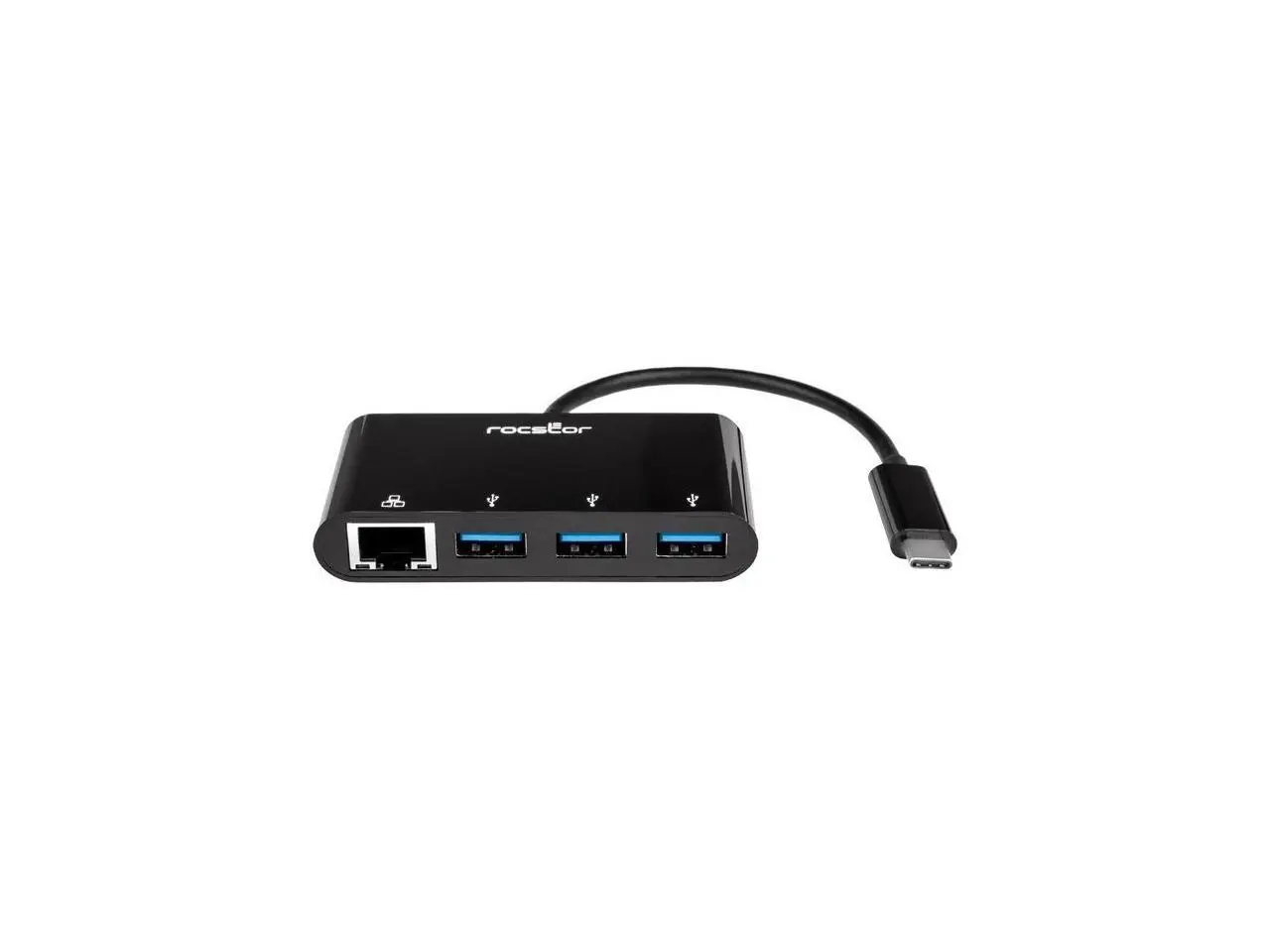 Rocstor Premium USB-C to USB-A(3.0) 3 Port Hub with Gigabit Ethernet - USB 3.0 Type C - External - 3 USB Port(s) - 1 Network (RJ-45) Port(s) - 3 USB 3.0 Port(s)