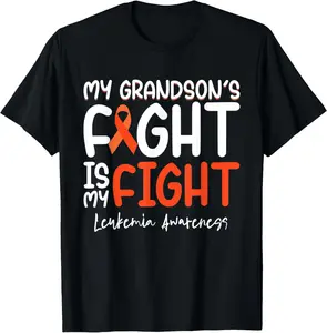 100% Cotton My Grandson's Fight is My Fight Leukemia Cancer Awareness T-Shirt