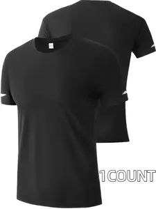 Men's Regular Fit Letter & Checkerboard Print Round Neck Sports Tee, Casual Breathable Quick Drying Short Sleeve T-shirt for Outdoor Activities, Menswear