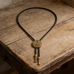 Vintage Western Bolo Tie for Men & Women, Rodeo Cowboy Leather Necktie, Adjustable Western Cowboy Tie, Boho Western Costume Accessory for Parties, Festivals & Daily Wear