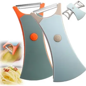 2 Integrated Fruit Peelers, Multi-functional Fruit and Vegetable Peeling Tools. Stainless steel vegetable peeler, kitchen utensil for peeling potatoes and fruits and vegetables, equipped with peeling and serrated blades.
