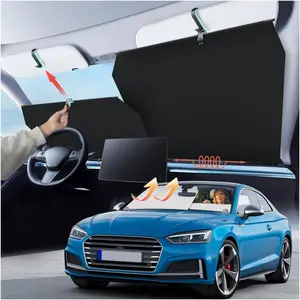 2026 Auto Retractable Car Windshield Sun Shade - Adjustable Front Window Sunshade for UV & Heat Protection - Ideal for Camping Outdoor & Daily Parking (Not Fit Dashboard Bulge)