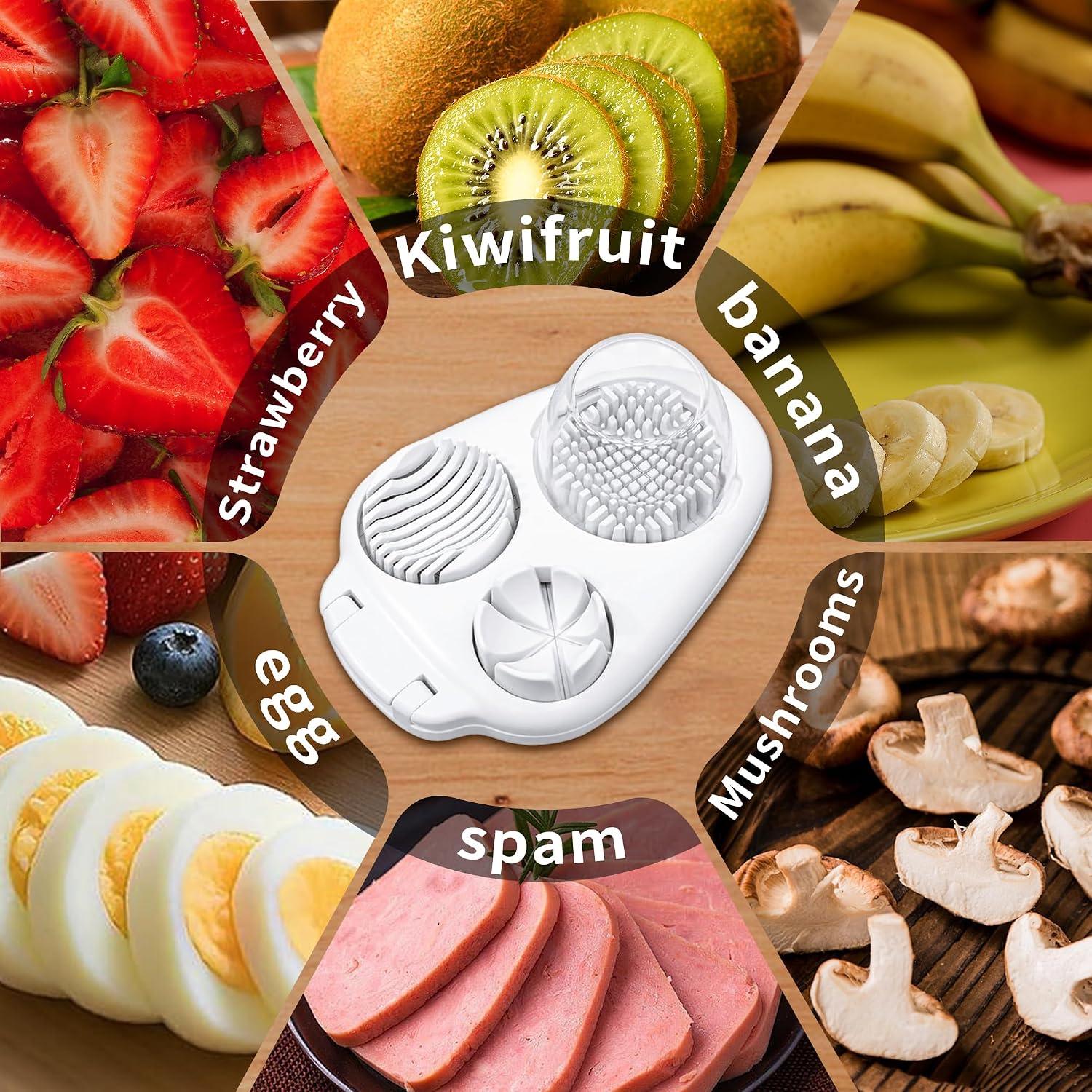 3-in-1 Stainless Steel Utensil - Heavy Duty Chopper with Multiple Slice Modes, Multipurpose Kitchen Gadget for Hard Boiled Eggs, Strawberry Prep, Utensils